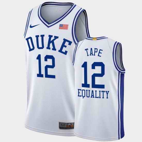 Men Duke Blue Devils Patrick Tape Equality College Basketball White Blm Social Justice Jersey